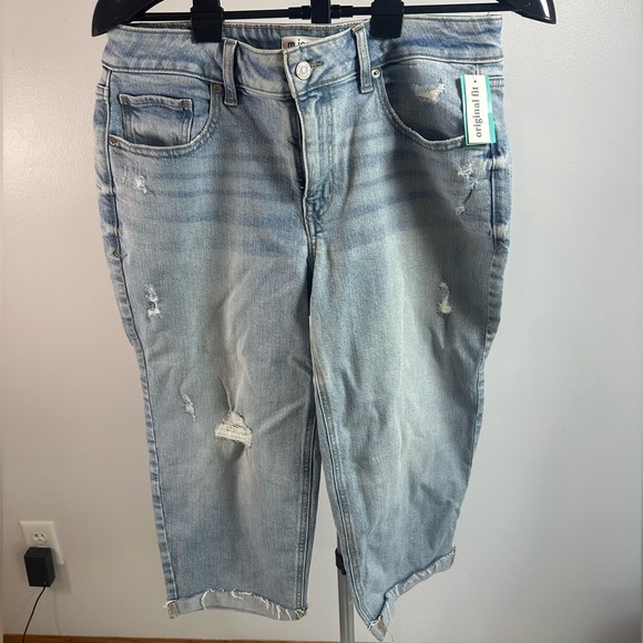 Maurices Denim 21” straight distressed cropped Original fit Mid Rise size 12 - Picture 1 of 10
